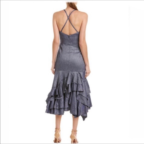 Milly Midi Apron Ruffle Dress-closed Jeans linen - Picture 3 of 14